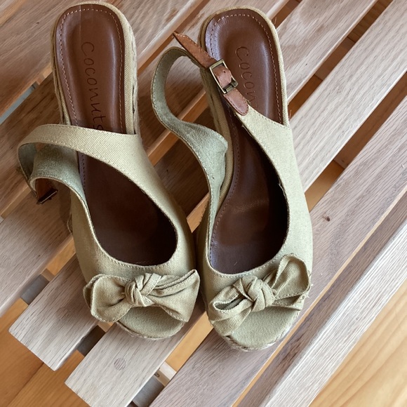 Coconuts canvas wedges peep toe - Picture 2 of 5